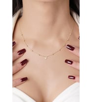 14 Ayar Altın Dorika Top Detaylı Kalp Kolye (Rose)