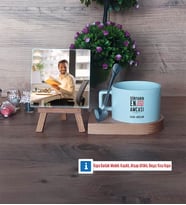 Amcaya Hediye Fotoğraflı Dekoratif Taş, Kupa Bardak Beyaz Hediye (Model 8)