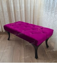 Kapitoneli Ayak Ucu Kapı Önü Antre Bench Puf Siyah Ayak (110*45) (Mor)