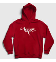 Presmono Unisex Gri Logo Tupac Shakur Kapüşonlu Sweatshirt 46280tt (Kırmızı)