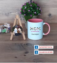 Anneye Hediye Kupa Bardak Beyaz ve Fotoğraflı Ahşap Anahtarlık Hediye (Model 6)
