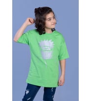 Toontoy Unisex Çocuk Reflektör Baskılı Tişört (Fıstık Yeşili)