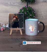 Unicorn Fotoğraflı Dekoratif Taş, Kupa Bardak Beyaz Hediye (Model 9)