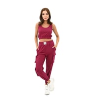 Kadın Askılı Crop Bluz Detaylı Eşofman Takımı 3715-23 (Bordo)