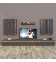 Decoraktiv Eko 8d Mdf Tv Ünitesi Tv Sehpası (Antrasit - Ceviz)