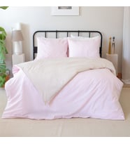 Nevresim Takımı Tek Kişilik Lastikli Çarşaflı (Pembe-Bej)