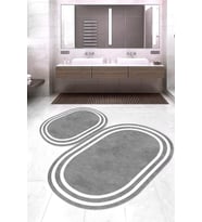 Dijital Baskılı Kaymaz Taban Yıkanabilir Oval 2'li Klozet Takımı Banyo Paspası NOKZ-HT-528 (Çok Renkli)