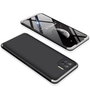Oppo Reno 4 Lite Kılıf 3 Parça Slim Sert Silikon Kapak AYS (Siyah-Gri)