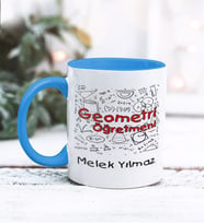 Geometri Öğretmeni Tasarımlı Kişiye Özel Kupa Bardak (Mavi)