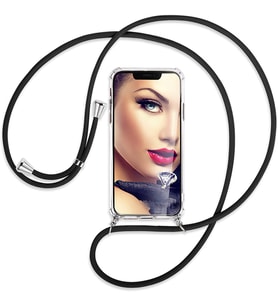 SAMSUNG Galaxy A03s Kılıf Boyun Omuz Askılı İpli Şeffaf Silikon (Beyaz)