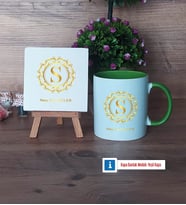 Gold Baş Harf Dekoratif Taş, Kupa Bardak Kırmızı Hediye (Model 13)