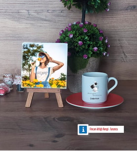 Geometri Öğretmeni Fotoğraflı Dekoratif Taş, Ahşap Altlıklı Türk Kahvesi Fincanı Hediye (Model 8)