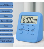 1288 Dijital Kronometre 24 Saat Geri Sayım Cihazı Alarmlı Çalar Saat Mıknatıslı Zamanlayıcı (Turkuaz)