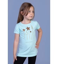 Toontoy Kız Çocuk Yıldız Nakışlı Tişört (Mint Yeşili)