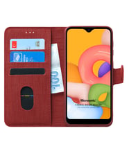Samsung Galaxy A01 Kılıf Fabric Book Wallet (Kırmızı)