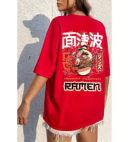 Unisex Ramen Baskılı T-shirt (Kırmızı)
