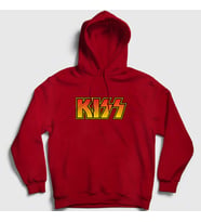 Presmono Unisex Gri Logo Kiss Kapüşonlu Sweatshirt 91413tt (Kırmızı)
