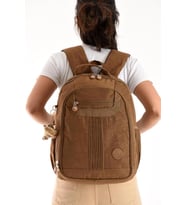 Unisex Sırt Çantası 40*30 Cm Okul Çantası Günlük Spor Çantası Klinkır Kumaş Hafif Çok Cepli Su İtici (Taba)