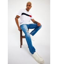 Erkek  Bisiklet Yaka Regular Fit Garnili  Tişort SPR23TS301 (Beyaz)
