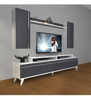 Decoraktiv Ekoflex 7 Mdf Retro Tv Ünitesi Tv Sehpası (Beyaz - Antrasit)