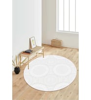 Dijital Baskılı Kaymaz Taban Yıkanabilir Yuvarlak Salon Halısı Koridor Halısı Paspas NDY-HS-184 (Beyaz)