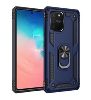 Galaxy A91 (S10 Lite) Kılıf Zore Vega Yüzüklü Standlı Zırh Kılıf (Mavi)