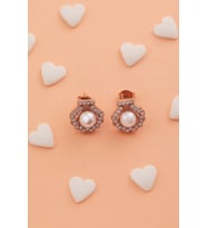 Elika Silver Inci Detaylı Istidye Model 925 Ayar Gümüş Çocuk Küpesi (Rose)