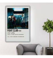 Metal Çerçeveli Temperli Cam Tablo Film Afişi Fight Club 1999 (Gümüş)