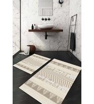 Dijital Baskılı Kaymaz Taban Yıkanabilir 2'li Klozet Takımı Banyo Paspası NDKZ-HT-847 (Krem)