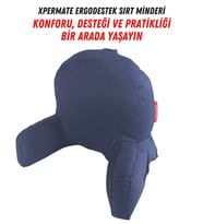 XPERMATE Kolçaklı Okuma Yastığı Sırt Minderi TV İzleme Yastığı Bel Destek Ergonomik Fermuarlı Yastık (Lacivert)