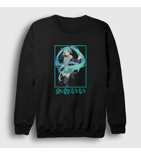Presmono Unisex Beyaz Miku Hatsune Sweatshirt 439523tt (Siyah)