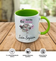 Anne Temalı Kişiye Özel İsim ve Fotoğraf Baskılı Kupa Bardak No:004 (Yeşil)