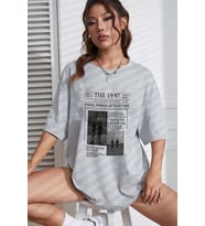 Unisex The 1997 Travel Baskılı T-shirt (Gri)