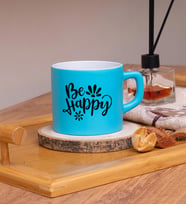 Be Happy Tasarımlı Renkli Nescafe Fincanları 220 ML (Açık Mavi)
