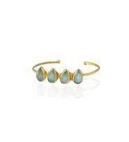 Kadir Jewellery 22 Ayar Altın Kaplama Zirkon Taşlı Ayarlanabilir Trend Bilezik (Açık Mavi)