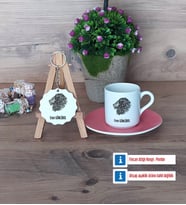 Aslan Türk Kahvesi Fincanı Lacivert ve Ahşap Anahtarlık Hediye (Model 3)