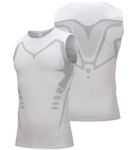 Ghassy Co. Erkek Fitness Hızlı Kuruma Nefes Alabilen Çapraz Daraltma Tipi Kolsuz Spor T-shirt  (Beyaz)
