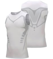 Ghassy Co. Erkek Fitness Hızlı Kuruma Nefes Alabilen Çapraz Daraltma Tipi Kolsuz Spor T-shirt  (Beyaz)