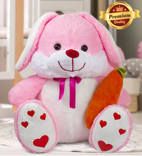 PANDAMKEE 80 Cm Elinde Havuç Tutan Tavşan (Pembe)