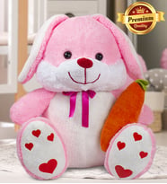 PANDAMKEE 80 Cm Elinde Havuç Tutan Tavşan (Pembe)