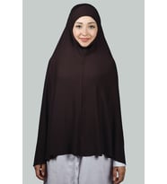 Hazır Türban Peçeli Pratik Eşarp Tesettür Nikaplı Hijab - Namaz Örtüsü Sufle (5XL) (Koyu Kahverengi )
