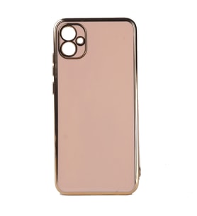 Samsung Galaxy A04E Kılıf Kenarları Gold Kamera Korumalı Renkli Pastel Silikon Siyah BARK (Rose - Gold)