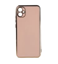 Samsung Galaxy A04E Kılıf Kenarları Gold Kamera Korumalı Renkli Pastel Silikon Siyah BARK (Rose - Gold)