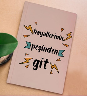 BK Gift Hayat Mottosu Tasarımlı Sert Kapaklı Pudra Pembesi Defter, Arkadaşa Hediye, Yeni İş Hediyesi, Doğum Günü Hediyesi, Anı Defteri (Model 5)