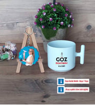 Göz Doktoru Kupa Bardak Beyaz ve Fotoğraflı Ahşap Anahtarlık Hediye (Model 12)