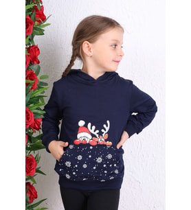 Toontoy Unisex Çocuk Baskılı Sweatshirt (Lacivert)