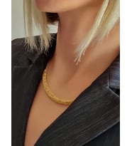 Zırh Örgü Model Çelik Zincir Dokuma Kolye (Gold)