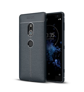 Sony Xperia XZ2 Kılıf Niss Deri Desenli Silikon Kılıf (Lacivert)