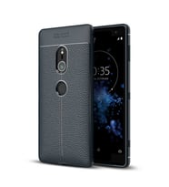 Sony Xperia XZ2 Kılıf Niss Deri Desenli Silikon Kılıf (Lacivert)