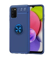 Galaxy A03s Kılıf Zore Ravel Yüzüklü Silikon Kılıf (Mavi)